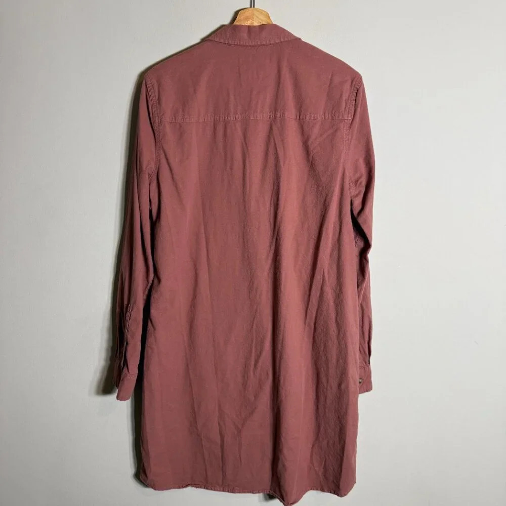 Abercrombie & Fitch Long Sleeve Button Down Collared Shirt Dress Women's XLT Red - Picture 10 of 14